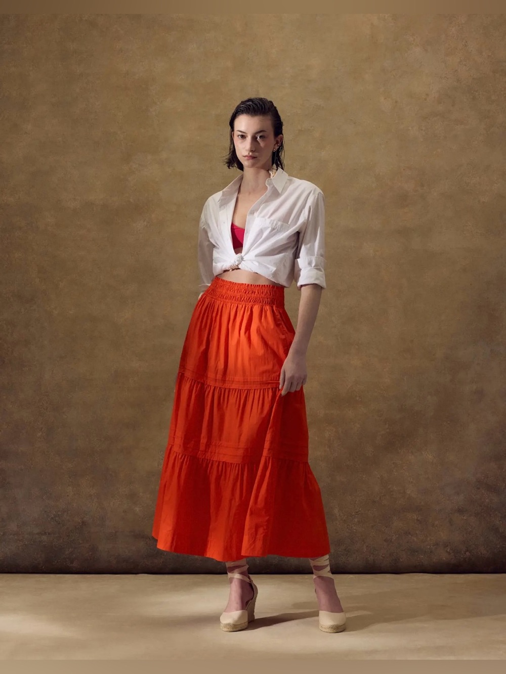 Quince 100% Organic Cotton Poplin Tiered Maxi Skirt